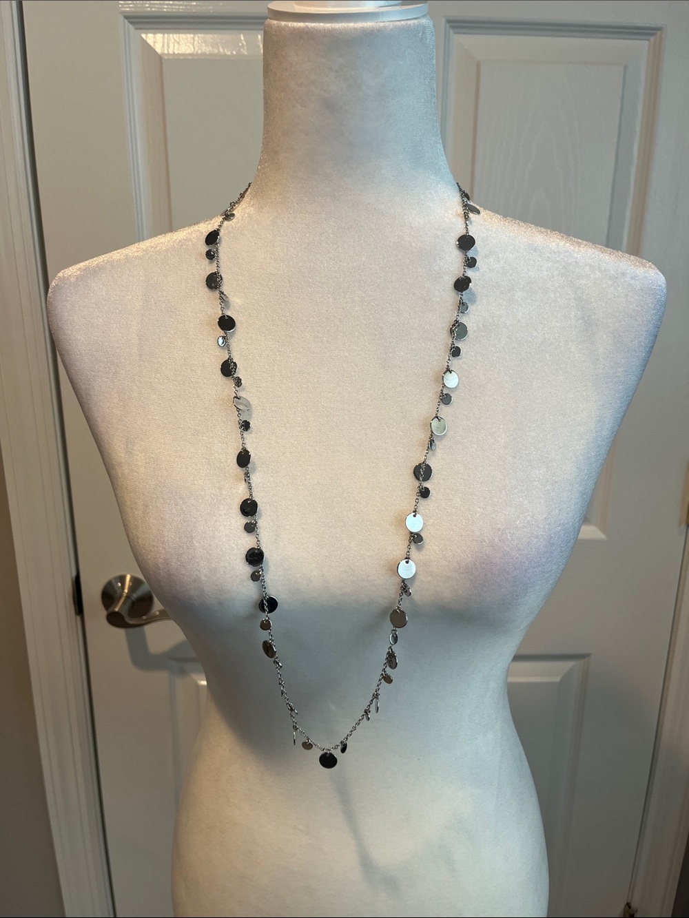 Lia Sophia Silver Disc Long Necklace